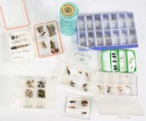10x small containers, all with quantity of mainly small dry flies, all very well tied. Good