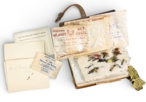Alfred Ronald’s Entomology wallet with 44 full fly descriptions, plus a large quantity of fly to gut