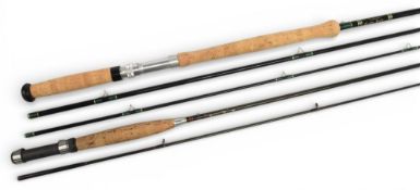 Fenwick carbon trout fly rod, 8ft 6” 2pc, line 4-6#, Fuji down locking reel seat, lined rings