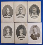 6x Early Wigan Rugby League Player Portrait Postcards W Curran, C Hayward, Gwyn Thomas, D L Evans, R