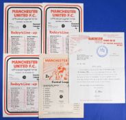 Manchester United 1978/79 reserve homes WBA, Stoke City, Derby County, letter from Les Olive of