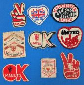 8x Vintage Manchester United Football Patches Sew on Badges, plus a I love England patch assorted