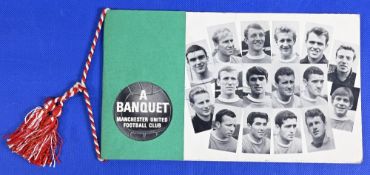 1964/65 Manchester United Division 1 champions celebration Banquet menu with menu/toasts held at the