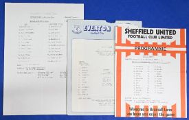 Manchester United 1982/83 reserves aways Bury, Sheffield United, Everton (sl tear, small paper