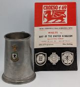 1969 Wales v Rest of the UK Presentation Tankard, 28th July 1969, unknown players tankard with match