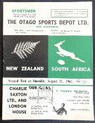 1965 NZ v S Africa 2nd Test Rugby Programme: The Dunedin clash between the S Hemisphere giants