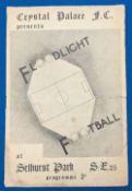 1953 Crystal Palace v Chelsea first under floodlights football programme 28th Sept 1953 - age