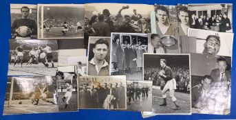 Manchester United black and white photographs various sizes c1958, to include Ernie Taylor signing