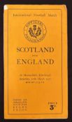 1937 Scotland v England Rugby Programme: Standard Scottish example across the decades, 8pp inc