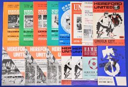Selection of Hereford Utd home match programmes 1973/74 Tranmere Rovers, Oldham Athletic, Grimsby