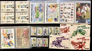 1991-2007 RWC Rugby Card Sets etc: 1991: six different coloured postcards; 1995: one from UK with