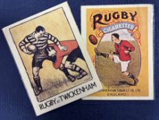 Pair of colour Posters, ‘Rugby at Twickenham’ and ‘Rugby Brand Cigs’ (2): With stiff card backing