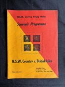 Scarce 1966 British and I Lions Rugby Programme v NSW Country: At Canberra, Rugby News issue. Harder