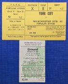 TICKETS: 1975/76 York City v Manchester United friendly match ticket 4 February 1976 (full