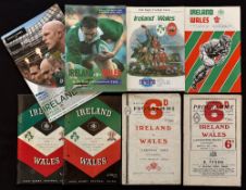1952-2015 Ireland v Wales Rugby Programmes (8): 1952, 54, 64, 66(p/h), 76 (Grand Slam), 88, 98 and