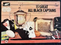 c1990 NZ All Blacks’ Rugby Captains Medal Collection in Album: Full set of captain’s heads medals