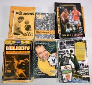 Wolverhampton Wanderers FC home programmes to include 1970s x58 and 1990s x44, plus The Cat in