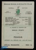 1953/54 FA Amateur Cup Briggs Sports v Pegasus match programme 27 February 1954, 4 page; team