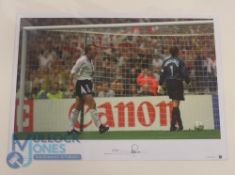 Stuart Pearce England FC hand-signed limited edition colour print (347/500), scoring a penalty