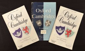 1958-90 Varsity Matches Rugby Programmes (3): The clashes from 1958 (tape), 1989 and 1990. O/wise G