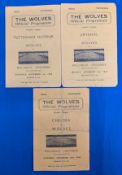 1945 3x Wolverhampton Wanderers Wolves Football League Programmes, v Tottenham Hotspurs 1st Sept,