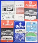 Manchester United 1957/58 season away programmes Manchester City (includes insert), Chelsea, Arsenal