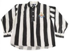 TOFFS retro match shirt 1951 Newcastle United FAC Final; black/white stripes, fold down collar,