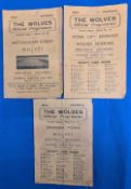 1945-46 3x Wolverhampton Wanderers Wolves Football League & Central League Programmes, v