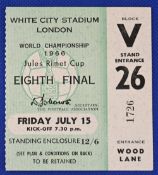 Ticket: 1966 World Cup Final: unusual venue White City Stadium London 1/8 Final France v Uruguay