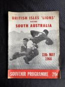 Scarce 1966 British and I Lions Rugby Programme v South Australia: 1966 British and I Lions v
