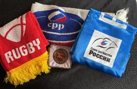 1980 And After, Russian Rugby etc Quartet (4): Three different colourful rugby scarves, pre and post