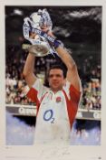 Rugby Union 2003 England winning the world cup signed Martin Johnson Big Blue tube, with original