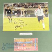 Euro 2004 Qualifier Macedonia v England signed photograph with ticket by Wayne Rooney dedicated to
