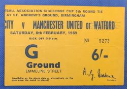 TICKET: 1968/69 Birmingham City v Manchester United FAC match ticket 8 February 1969; alternative