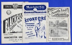 1951/52 Manchester United aways Division 1 match programmes Manchester City, Preston NE,