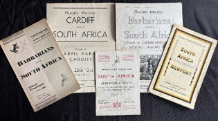 1951-52 S Africa in the British Isles Rugby Programmes (5): v Aberavon/Neath, Cardiff and the