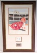 Scarce original watercolour painting El Beatle George Best by Stewart W Beckett, with signed