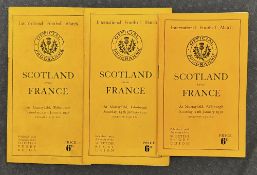 1948 to 1952 Scotland v France Rugby Programmes (3): 1948, 50 and 52, standard Scots editions in