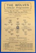1945 Wolverhampton Wanderers Wolves Single Sheet Football War FA Cup Semi-Final Programme v Bolton