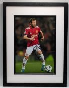 Juan Mata Manchester United Football signed colour photograph, with COA Iconic scribbles, framed