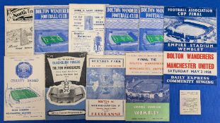 1957/58 Bolton Wanderers FAC winners, collection of programmes in the FAC as follows: 3rd round