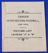 1945/46 Chakeri inter-section football league fixture list (September - March 1946) RAF sections