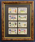 RWC 1999 ‘Top 8’ Participating Nations Rugby Cards Display, mf&g: c. 12” x 9”, attractively