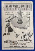 1951/52 Newcastle United v Manchester United Division 1 match programme 22 December 1951, small
