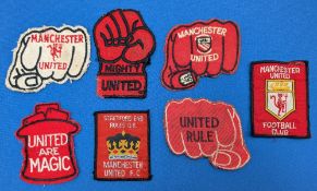 7x Vintage Manchester United Football Patches Sew on Badges, assorted sizes and shapes all c1970/80,