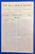 1945/46 Aston Villa reserves v Manchester United reserves 24 November 1945, 4 page programme; slight