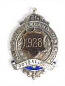 1928 Northern Ireland District football League Cup, silver hallmarked Birmingham 1927 medal, with