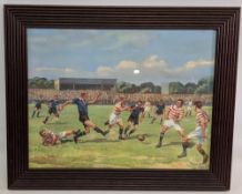 Period Football Match Print, in a ribbed frame - size #41cm x 50 cm