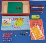 1957-58 Subbuteo Table Soccer Combination Edition, in original box with celluloid teams red shirts