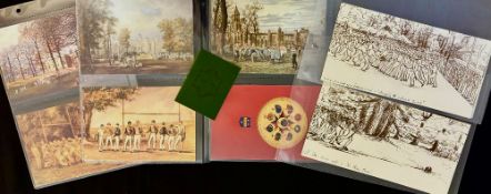 Modern Reprints, Rugby School Card selection etc (11): Six postcard-sized and four larger, copies